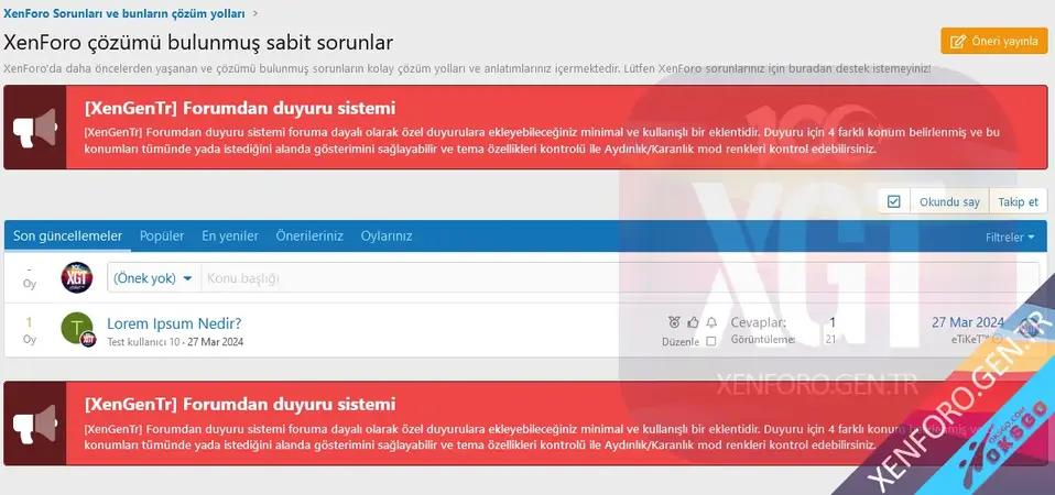 [XenGenTr] Forumdan duyuru sistemi